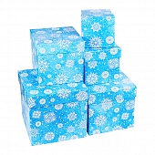 Коробка подарочная с крышкой Снежинкаи (5шт.  упаковке разного размера)