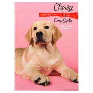 Записная книжка 48л. А6 "Милый пёс" глянцевая ламинация, цветная мелованная обложка