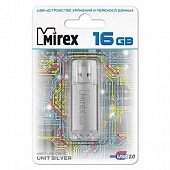Флэш-карта USB2.0 FLASH Mirex 16Gb UNIT SILVER