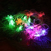 н.г. Гирлянда электрическая LED с насадками 20л. 4,5м. снежинка, мульти ,силикон провод