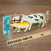 Набор животных 2шт.+забор (корова, зебра) в пакете 16*8см.