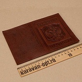 Обложка для паспорта "Гимн РФ" нат. кожа цвета в ассортименте