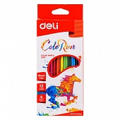 Карандаши цветные 12цв. DELI ColorRun треугольные, пластиковые