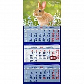 Календарь квартальный трёхблочный 2023г. Символ года. Кролик в цветах (К022)