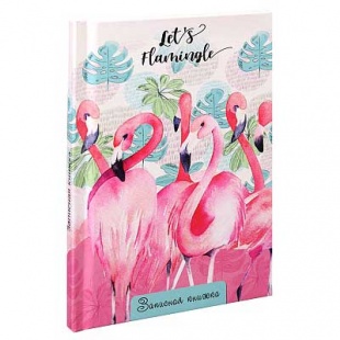 Записная книжка 64л. А6 "Стайка фламинго" глянцевая ламинация, цветная мелованная обложка