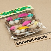 Сувенир пасхальный "Птичка с яйцами в гнезде" (4шт. в упаковке) 16*13см.
