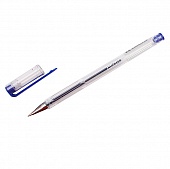 Ручка гелевая синяя с прозрачным корпусом, пишущий наконечник 0,5