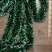 н.г. Мишура новогодняя 2м*10см. "Изумруд" голография зелёная с белыми кончиками