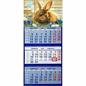 Календарь квартальный трёхблочный 2023г. Символ года. Кролик в васильках (К028)