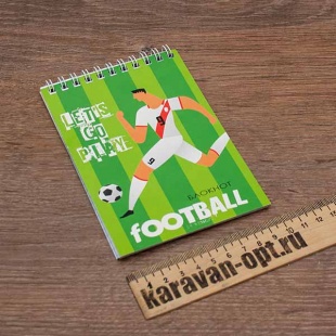 Блокнот 40л. А6 "Футбольный дизайн" на гребне, цветная мелованная обложка