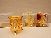 Подсвечник металлический 6х6,5см., 3вида-золото, стаканчик 3-х цветов